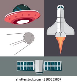 iconos set espacio retro diseño
