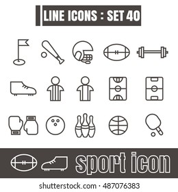 icons set sport line black Modern Style design elements Geometry Straight lines curves vector on white background