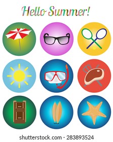 icons set, Summer retro vector illustration