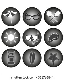 icons set, Summer retro vector illustration. monochrome.