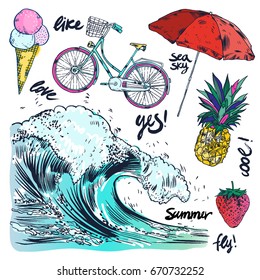 Icons set of summer traveling
