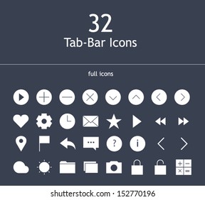 Icons set for tab bar in flat style
