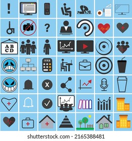 Icons set team work and medical
