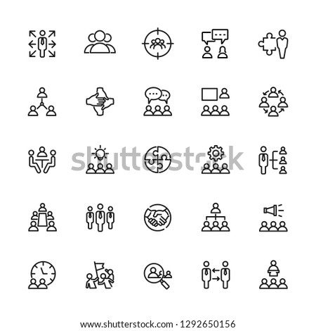 Icons set of teamwork, office, business and people. Editable vector stroke 64x64 Pixel.