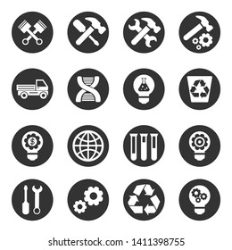 Icons set of technology, science, industry.