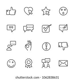 Icons set of testimonials. Editable vector stroke 100x100 Px.