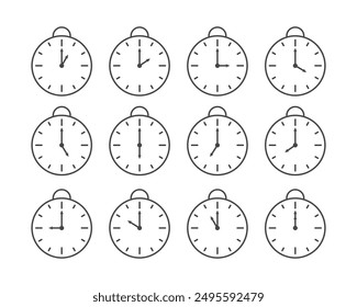 Icons set timer, clock, alarm clock, stopwatch and time icon.