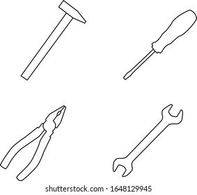 Icons set tools. screwdrivers symbols hammer.hand tools flat icons. Construction equipment and fixing.