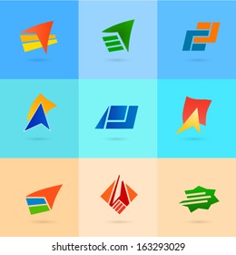 Icons set tourism, travel, rest in color squares. Vector illustration eps 10