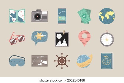 icons set of travel tourism