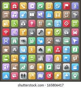 icons set for travel, vacation and camping. colorful with shadow