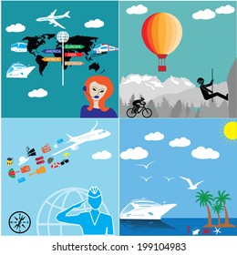 Icons set of traveling,  Different types of trave