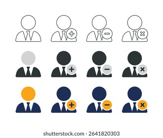 Icons Set User Admin (3 styles - colored, outline, solid)