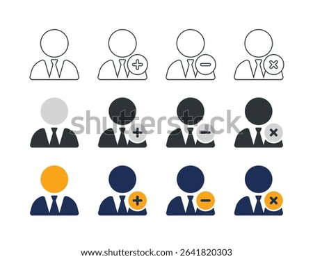 Icons Set User Admin (3 styles - colored, outline, solid)