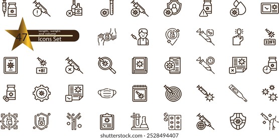 Icons set vaccine. Science and medicine concept.