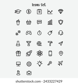Symbole setzen Vektor schwarz und weiß Hintergrund