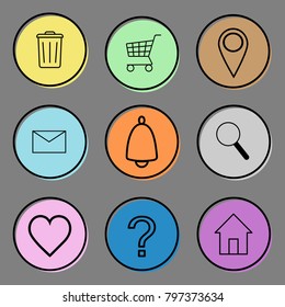 Icons set. Vector illustration on gray background