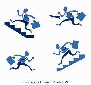icons set in vector running man in the blue suit