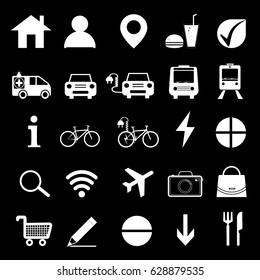 Icons set. Vector white pictograms for programs - vector illustration