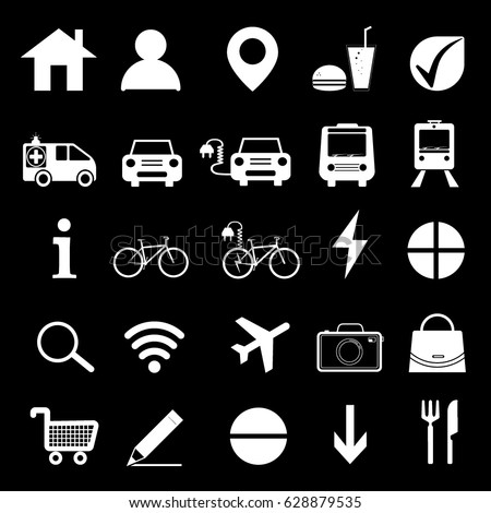 Icons set. Vector white pictograms for programs - vector illustration