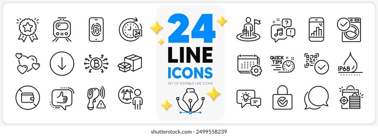 Icons set of Voicemail, Seo shopping and Chat message line icons pack for app with Ranking star, Like, 24h delivery thin outline icon. Waterproof, Quick tips, Graph phone pictogram. Vector