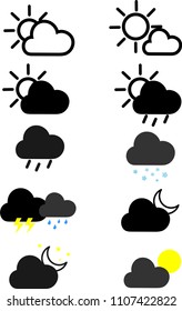 Icons set Weather,sun,clouds,moon vector set 