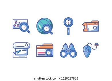 icons set of web development and website programming process vector illustration design