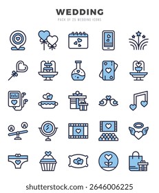 ícones definidos. Casamento para web. app. ilustração vetorial.