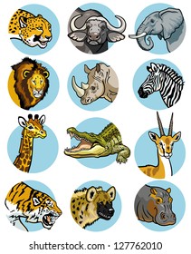 icons set with wild animals of africa