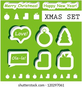 Icons set xmas elements paper talking bubbles presentation or web site templates