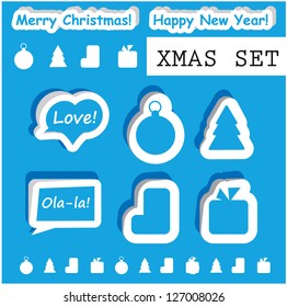 Icons set xmas elements paper talking bubbles presentation or web site templates