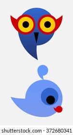 Icons set.Owl,weeny whale