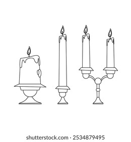 Icons with several candles burning on chandeliers