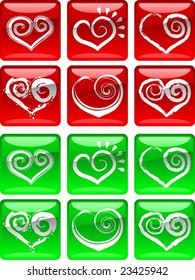 icons with shape of heart