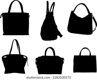 Icons of shapes of fashionable women's handbags