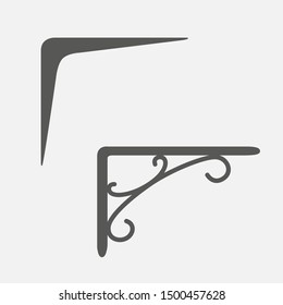 Icons For Shelf Support Brackets Silhouette Black On White Background