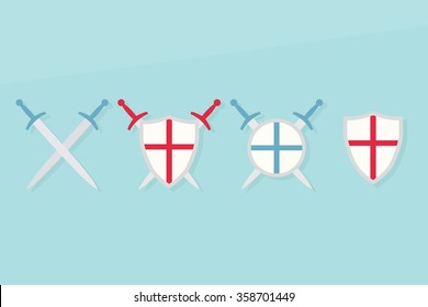 Iconos con escudos y espadas