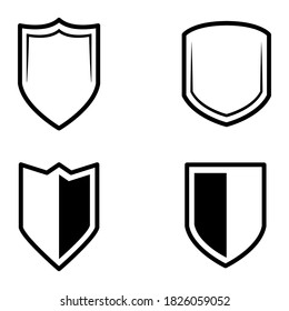 Icons of shields. Vector set of icons of shields. Icons of shields isolated on a white background.