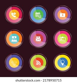 Icons with shiny glass frames