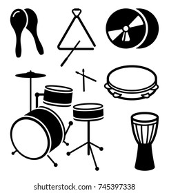 Icons of shock musical instruments. Vector illustration