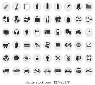 icons for the shop in the circle