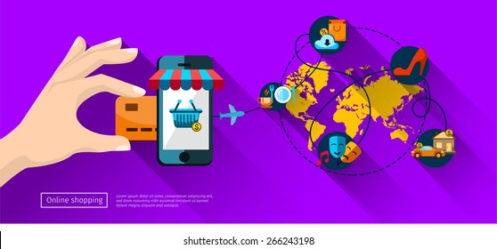 Icons shop online, business icons flat design. App icons, web ideas
network page, virtual shopping, credit card,