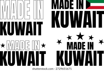 Iconos muestran texto hecho en Kuwait en negrita con varios diseños y Elementos