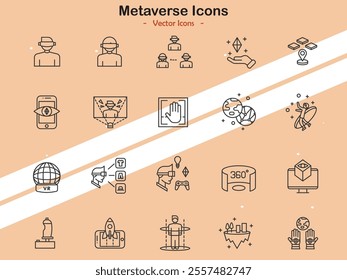 Icons showcasing elements of the metaverse and virtual world