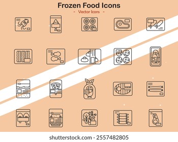 Icons showcasing frozen food items and refrigeration symbols