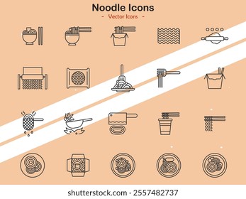 Icons showcasing noodles and related food items