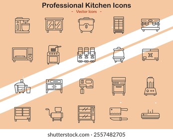 Icons showcasing professional kitchen tools and cooking equipment