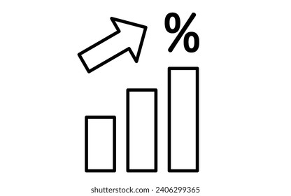 Icons showing interest rates and yield increases, simple line drawing illustrations, Vector Illustration