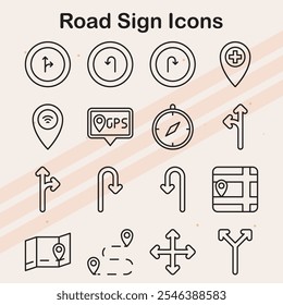 Icons showing various road signs and traffic symbols.