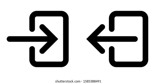 Icons Sign In And Sign Out App Vector Symbol Logout And Login, Arrow And Door Icon Exit And Entry